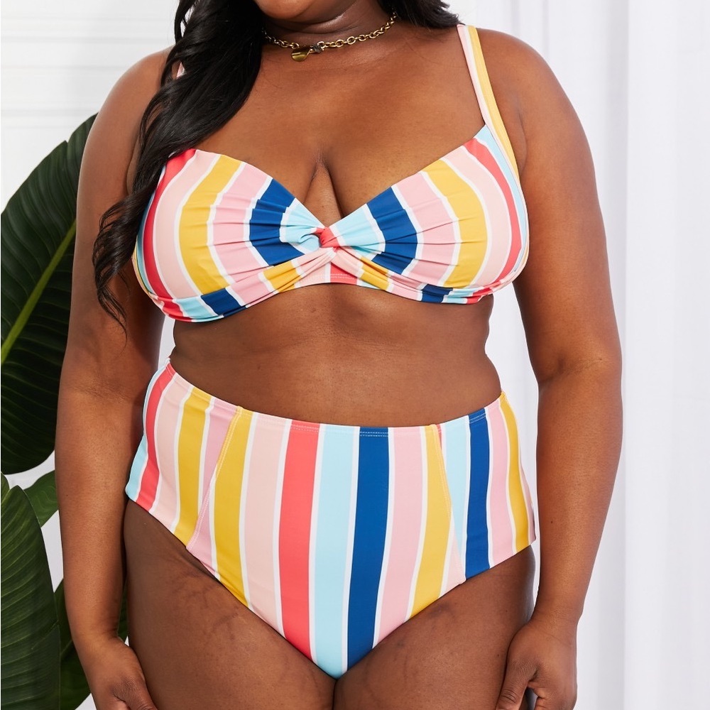 MARINA WEST SWIM Take A Dip Twist Front High-Rise Bikini in Retro Stripe - Picture 1 of 12